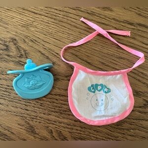 Vintage Cabbage Patch Kids - Baby Bib with Blue Pacifier